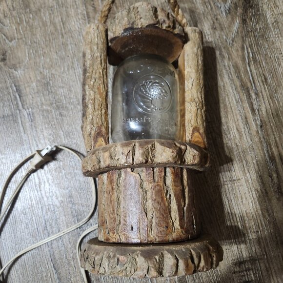 rustic wooden with glass mason jar lantern - Picture 12 of 14